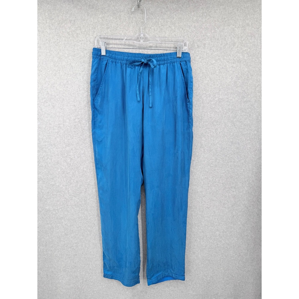 Johnny Was Jogger Pants Womens Small Blue Drawstring Cupra Rayon Casual Luxe